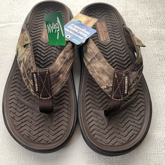 Vegan Skechers Shoes | Skechers Vegan Mossy Oak Mens Sandals Relaxed Fit Size 8,9,11,12 | Color: Brown/Green | Size: 8 | Sweetstephshop's Closet